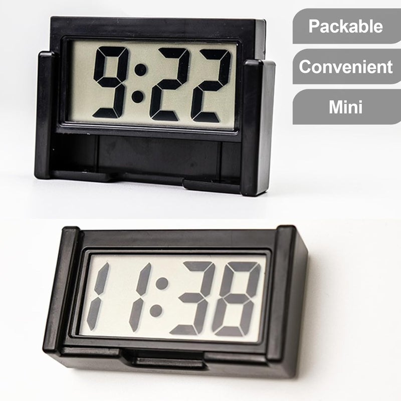 Shudyear 3PCS Small Digital Clock Mini Car Clock Mount Watch Desktop with Date Mountable with Large LCD Display for Office, Schoolbag, Vehicle, Car, Boat(Rectangle) - Image 4
